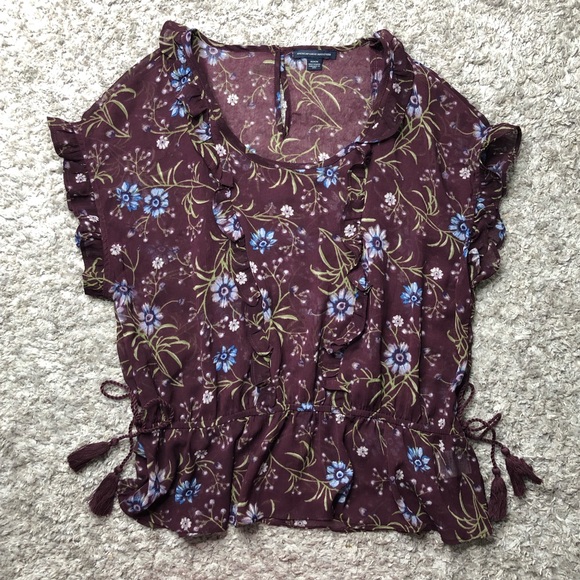American Eagle Outfitters Tops - Semi Sheer American eagle purple floral top